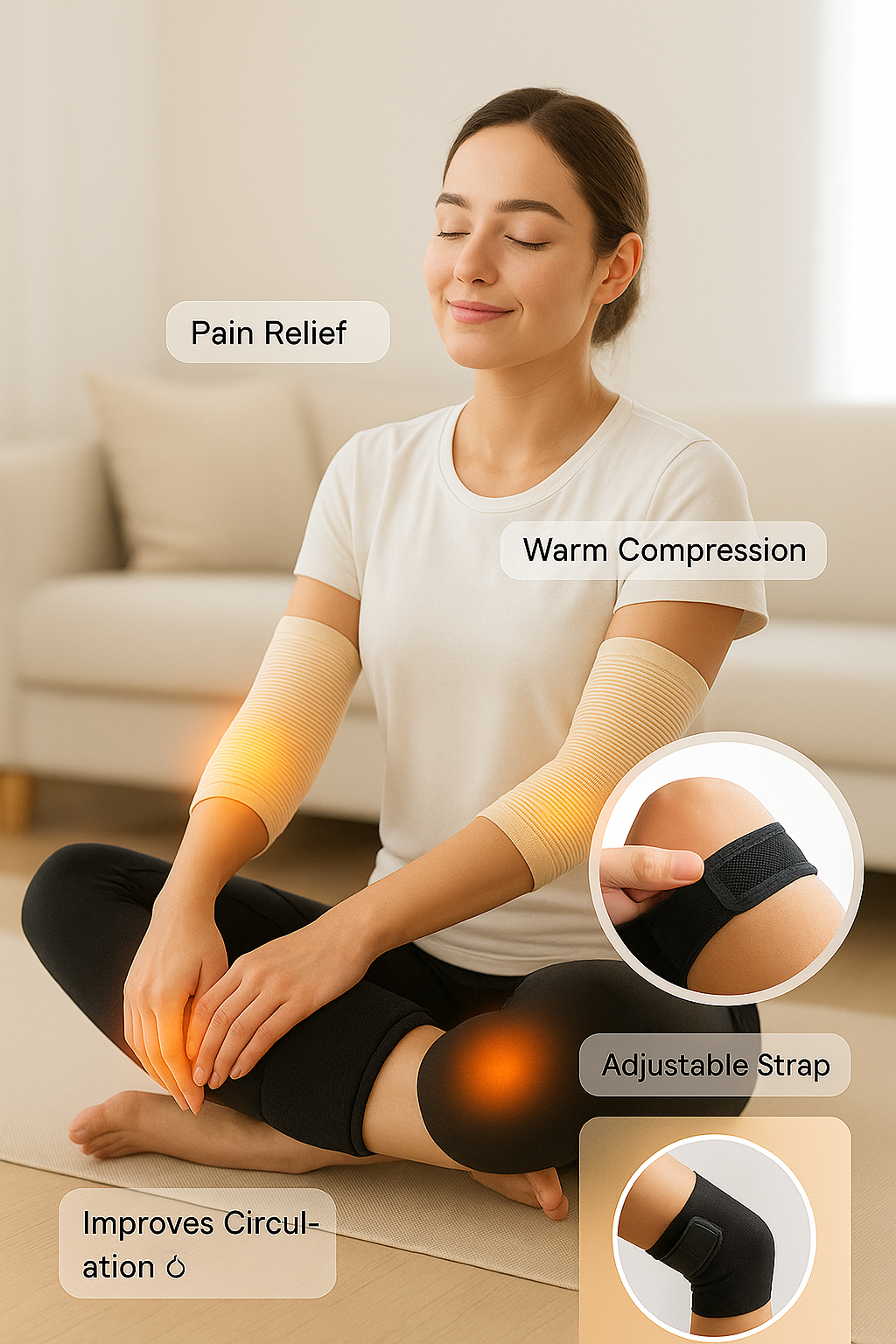 Winter Warm Knee Pads for Men And Women - Wool Material, Hand Washable, Elastic,