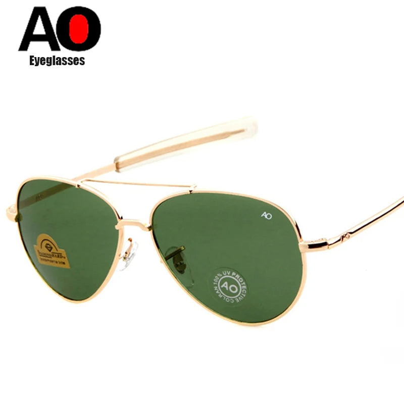 Classic Army MILITARY MacArthur Aviation Style AO General Men Sunglasses American Lens Optical Glass Sun Glasses For male