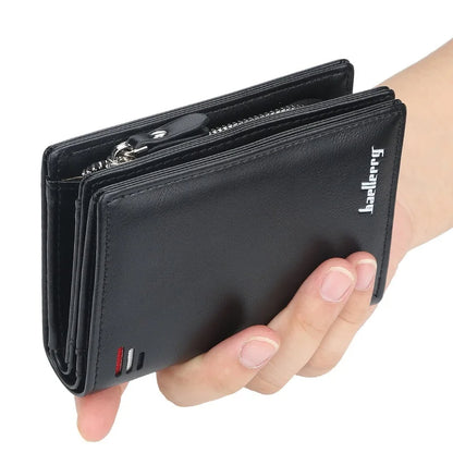Men short Wallet With Zipper Coin Pocket Vintage Big Capacity Male Purse