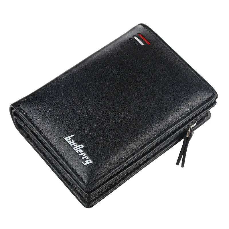 Men short Wallet With Zipper Coin Pocket Vintage Big Capacity Male Purse