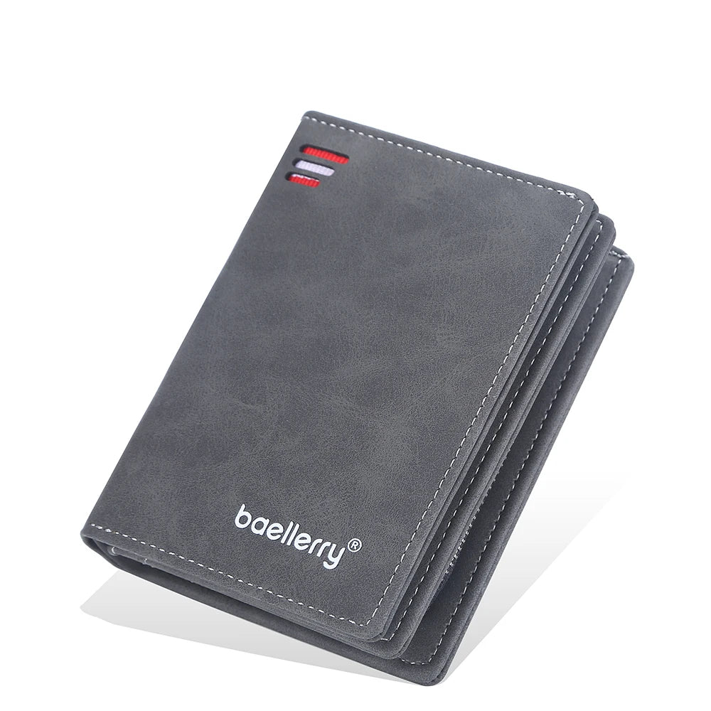 Men short Wallet With Zipper Coin Pocket Vintage Big Capacity Male Purse