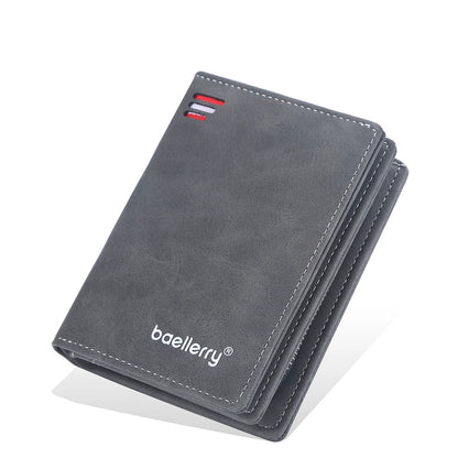 Men short Wallet With Zipper Coin Pocket Vintage Big Capacity Male Purse