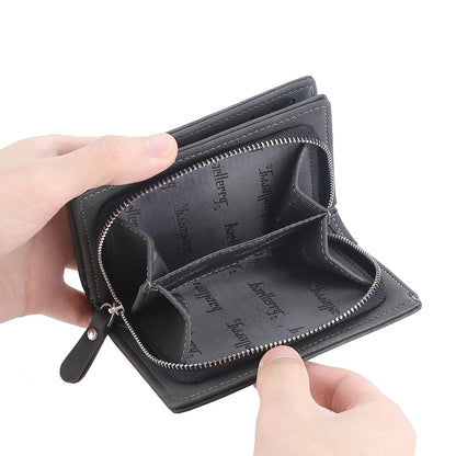 Men short Wallet With Zipper Coin Pocket Vintage Big Capacity Male Purse
